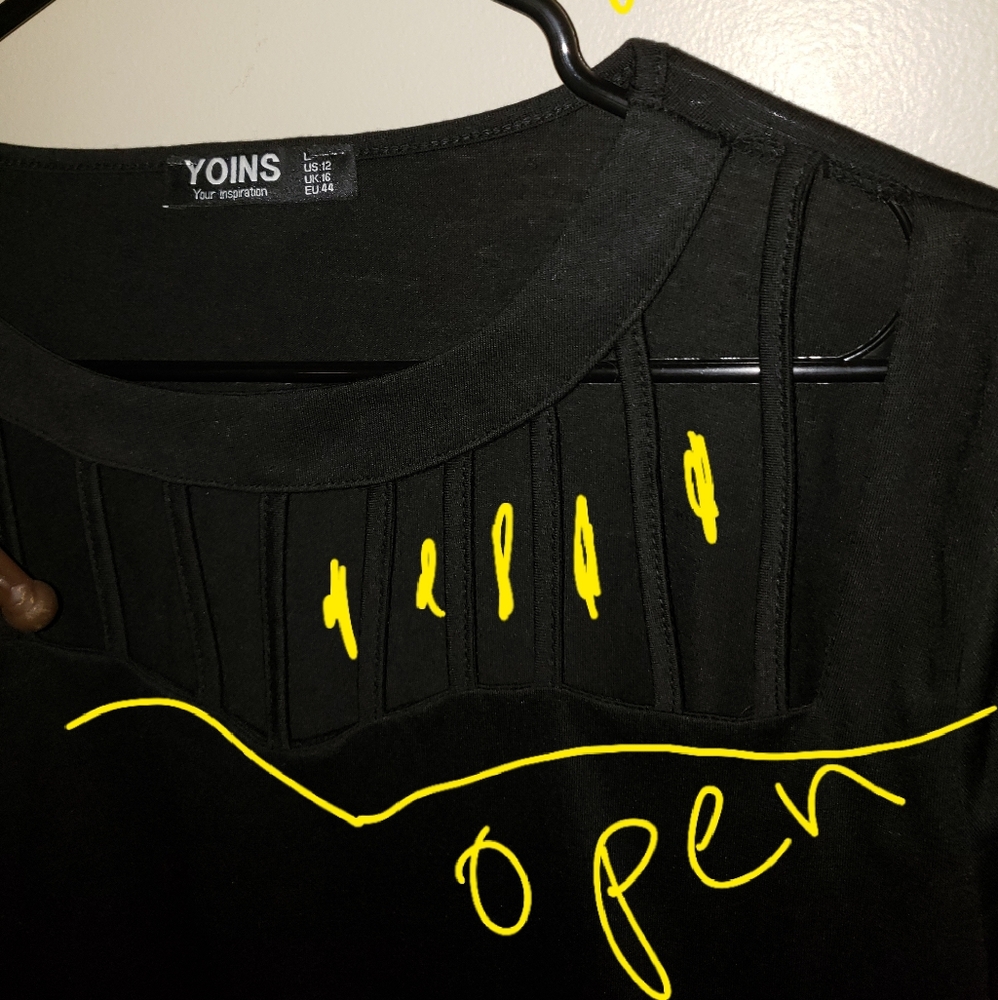 Women's Sexy Black Jail Neck Top Large 12
